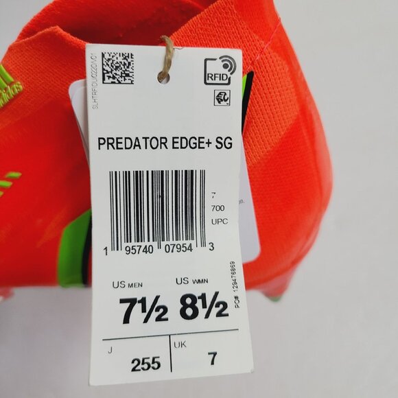 NEW Adidas Predator Edge+ SG Soccer Cleats GW1038 Size 7.5 Solar Red main image 2
